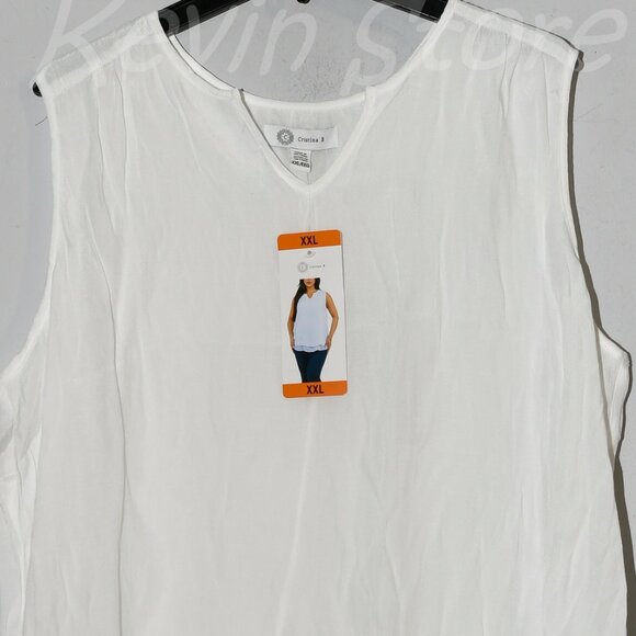 Cristina B Ladies' Sleeveless Blouse Double‎ layer tunic Hi-low hem - Picture 2 of 7